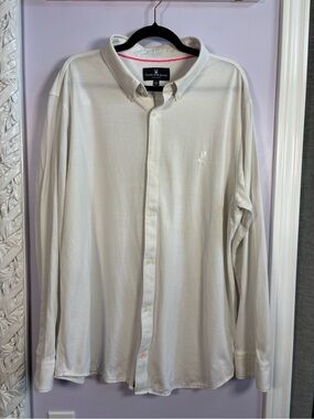 Psycho Bunny Men's Button-Down Long Sleeve Shirt in White Size XXXL